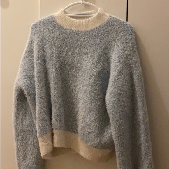 Forever 21 Blue and White Fuzzy Sweater - Picture 1 of 5